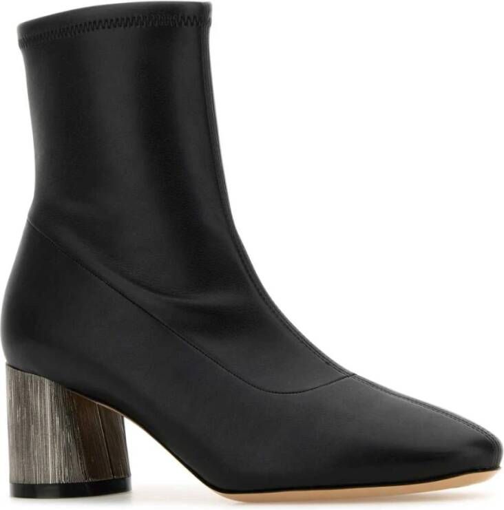 Casadei Zwarte Leren Enkellaarzen 6cm Hak Black Dames
