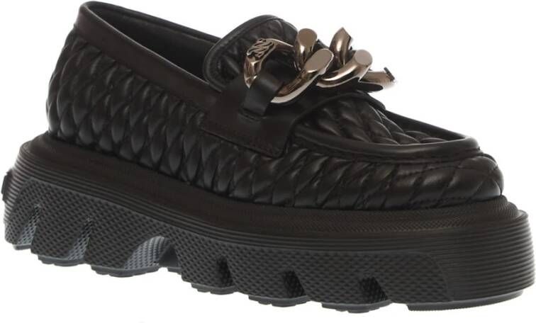 Casadei Zwarte leren mocassin Black Dames