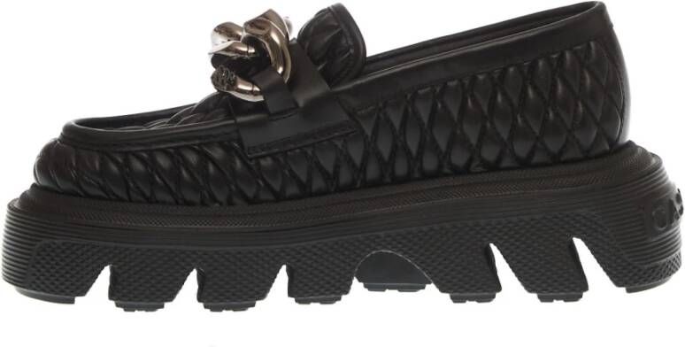 Casadei Zwarte leren mocassin Black Dames