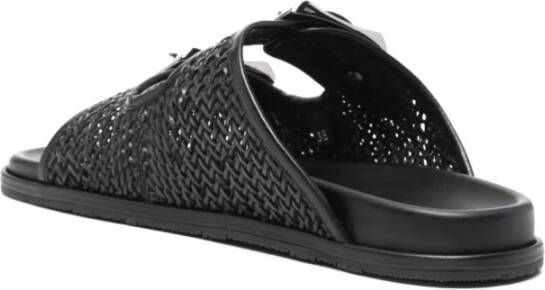 Casadei Zwarte Sandalen met Gespband en Platte Zool