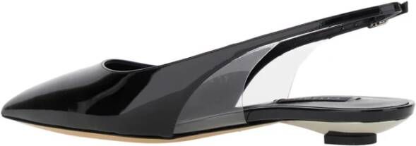 Casadei Zwarte Slingback Balletschoenen Patentleer Black Dames