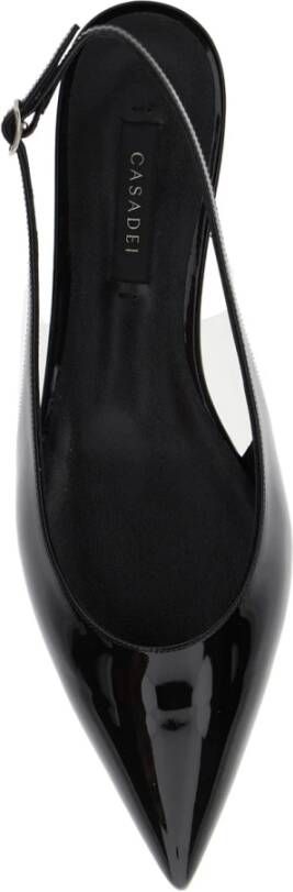 Casadei Zwarte Slingback Balletschoenen Patentleer Black Dames
