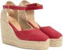 Castañer Carol gewassen katoenen espadrilles met enkelbandje met zijdelingse metalen gesp en 11 cm sleehak. - Thumbnail 4