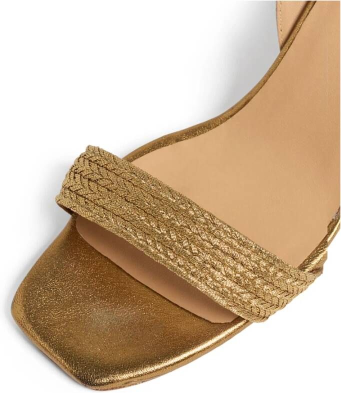 Castañer Barby sandalen met metalen vlechtwerk en 8 cm sleehak. Yellow Dames