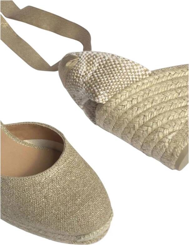 Castañer Beige Espadrille Sandalen met Raffia Sleehak Beige Dames