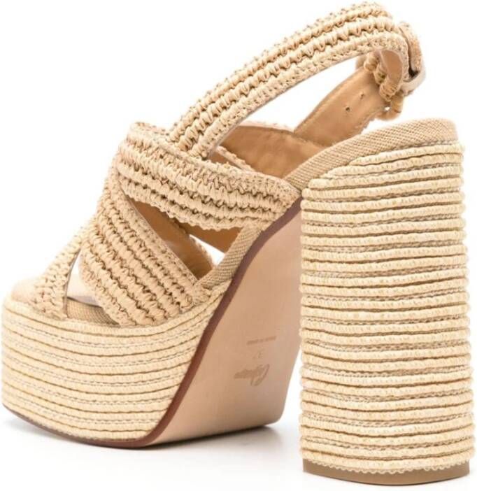 Castañer Beige Sandalen met Kruisband Beige Dames