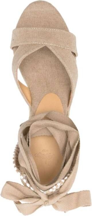 Castañer Beige Sleehak Sandalen met Enkelband