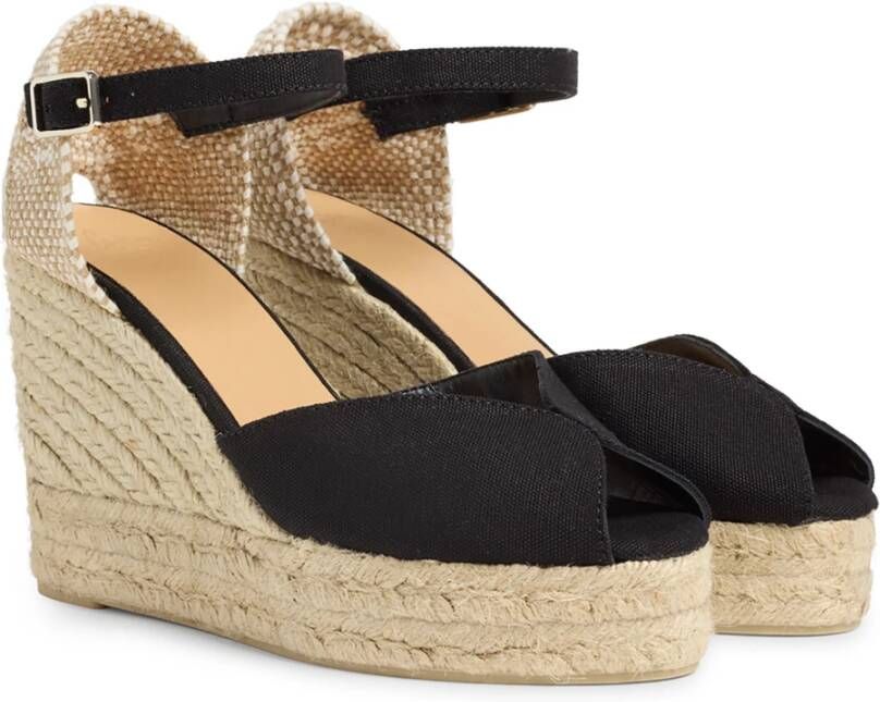 Castañer Zwarte Canvas Platform Wedge Espadrilles Black Dames - Foto 3