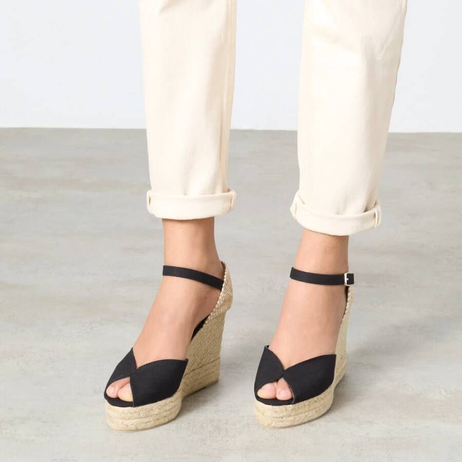 Castañer Zwarte Canvas Platform Wedge Espadrilles Black Dames - Foto 7