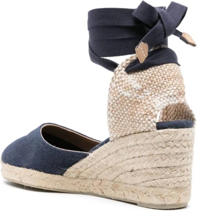 Castañer Blauwe Canvas Sleehak Sandalen Blue Dames