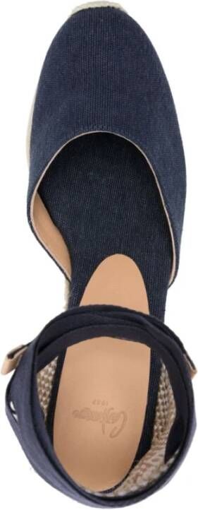 Castañer Blauwe Canvas Sleehak Sandalen Blue Dames