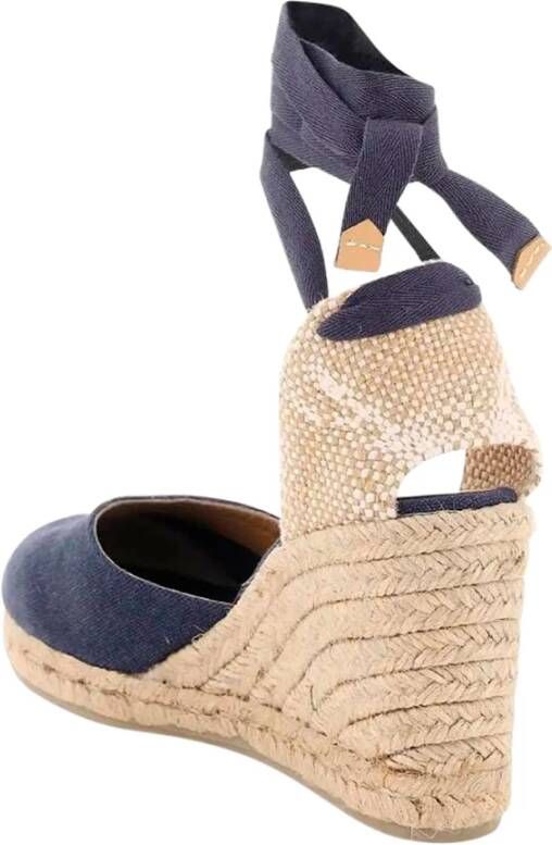 Castañer Blauwe Sleehak Espadrilles met Enkelbandjes Blue Dames