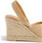 Castañer Brisa katoenen sandalen met gewassen afwerking en 9 cm sleehak. Beige Dames - Thumbnail 2