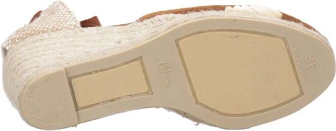 Castañer Bruin Suède Enkel Kant Wig Sandalen