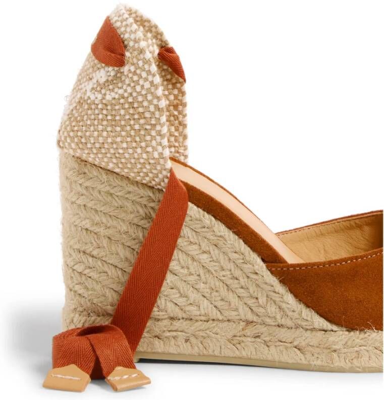 Castañer Cande katoenen espadrilles met striksluiting en 9 cm sleehak. Brown Dames