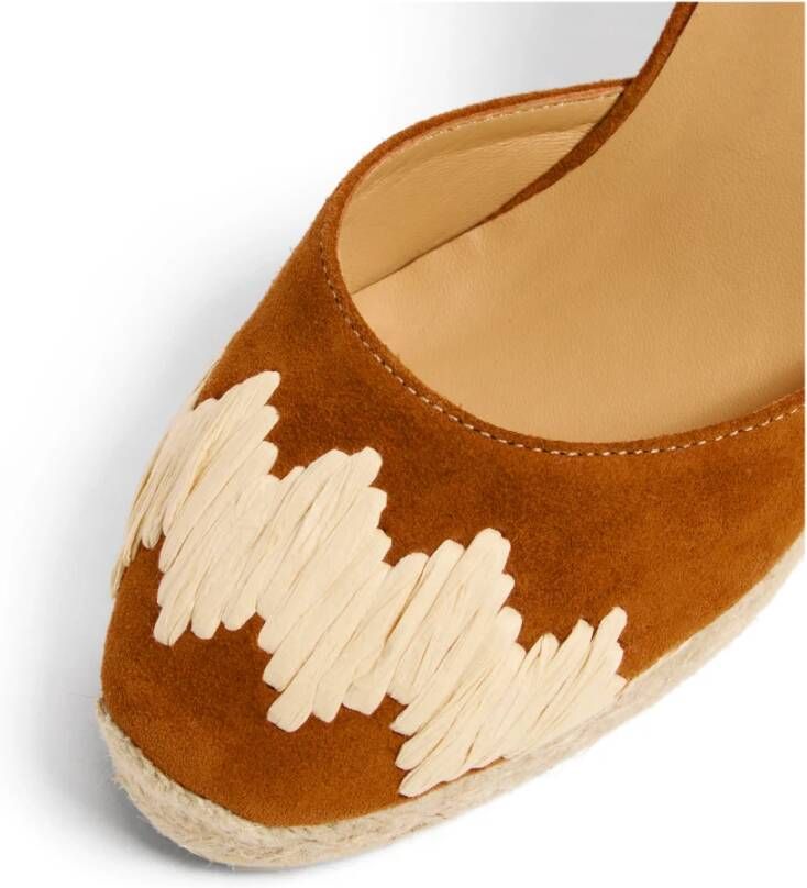 Castañer Cande katoenen espadrilles met striksluiting en 9 cm sleehak. Brown Dames