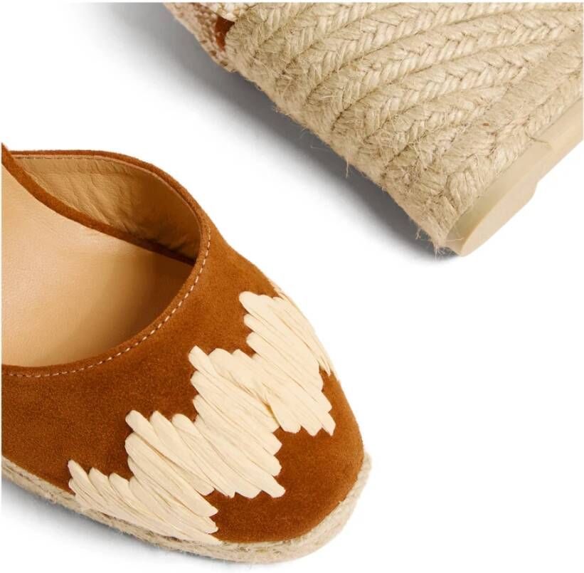 Castañer Cande katoenen espadrilles met striksluiting en 9 cm sleehak. Brown Dames