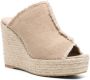 Castañer Canvas Sandalen met Raffia Sleehak Beige Dames - Thumbnail 4
