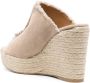 Castañer Canvas Sandalen met Raffia Sleehak Beige Dames - Thumbnail 5