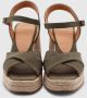 Castañer Canvas Sleehak Espadrilles Olijf Peep-Toe Green Dames - Thumbnail 3