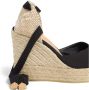 Castañer Carina biologisch katoenen espadrilles met striksluiting dubbele platform en 9 cm sleehak. Black Dames - Thumbnail 14