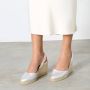 Castañer Carissa metallic leren espadrilles met open hiel en 9 cm sleehak. Gray Dames - Thumbnail 6