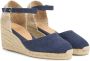 Castañer Carol gewassen katoenen espadrilles met enkelbandje met zijgesp en 7 cm sleehak. Blue Dames - Thumbnail 2