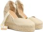 Castañer Chiara biologisch katoenen espadrilles met striksluiting en 11 cm sleehak met dubbele platform. Beige Dames - Thumbnail 8