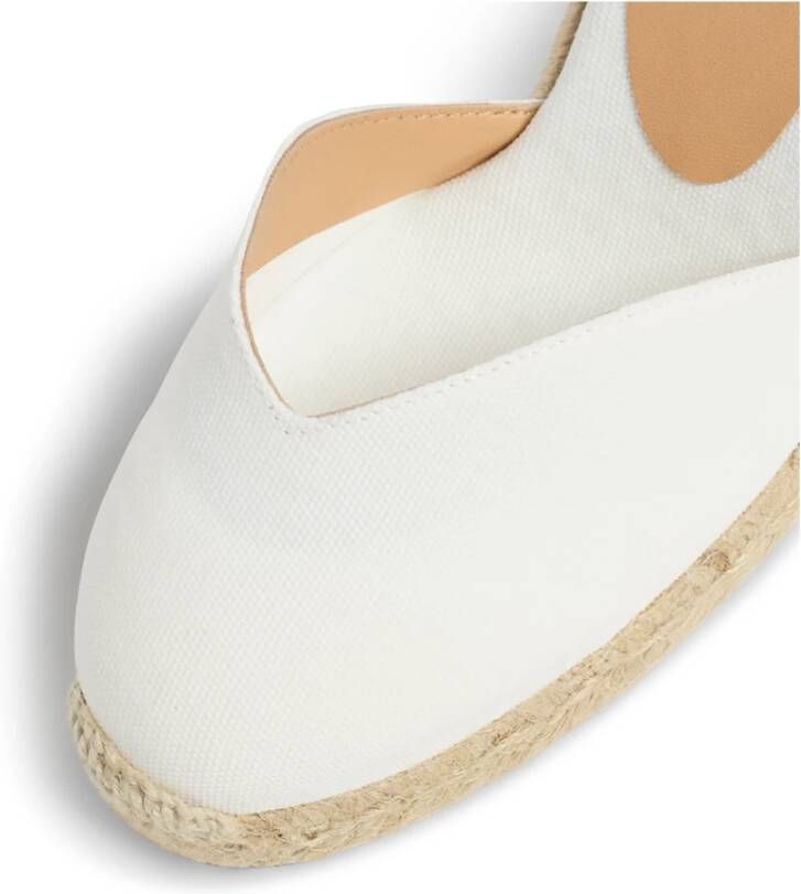 Castañer Chiara biologisch katoenen espadrilles met striksluiting en 9 cm sleehak. White Dames