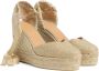 Castañer Chiara metallic-linnen espadrilles met striksluiting en 11 cm sleehak met dubbele platform. Yellow Dames - Thumbnail 8