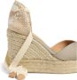 Castañer Chiara sateen espadrilles met striksluiting en 11 cm sleehak met dubbele platform. Beige Dames - Thumbnail 3