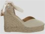 Castañer Chiara biologisch katoenen espadrilles met striksluiting en 11 cm sleehak met dubbele platform. Beige Dames - Thumbnail 12