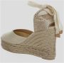 Castañer Chiara biologisch katoenen espadrilles met striksluiting en 11 cm sleehak met dubbele platform. Beige Dames - Thumbnail 5