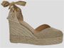 Castañer Chiara metallic-linnen espadrilles met striksluiting en 11 cm sleehak met dubbele platform. Yellow Dames - Thumbnail 3