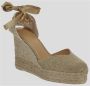 Castañer Chiara metallic-linnen espadrilles met striksluiting en 11 cm sleehak met dubbele platform. Yellow Dames - Thumbnail 4