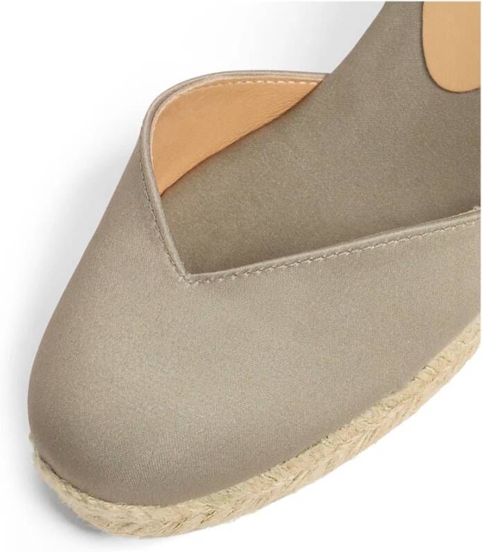 Castañer Chiarita regen espadrilles met enkelbandje met zij metalen gesp en 7 cm sleehak. Beige Dames