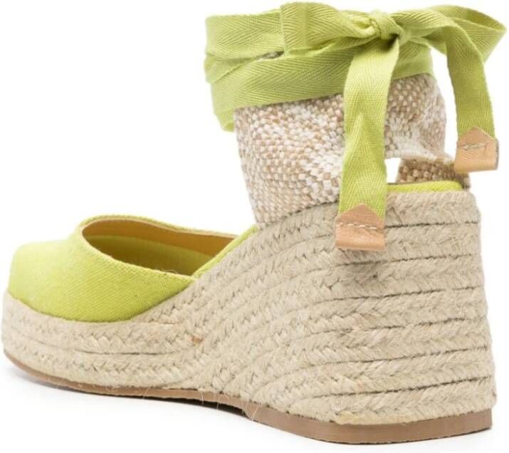 Castañer Gele Canvas Sleehak Sandalen Yellow Dames