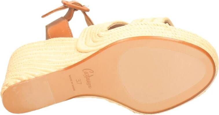 Castañer Gevlochten leren sleehak sandalen