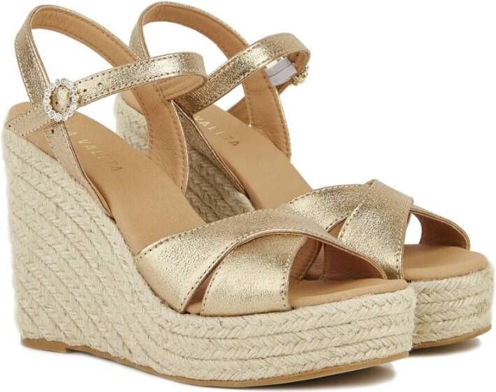 Castañer Gouden Espadrille Sleehakken Yellow Dames