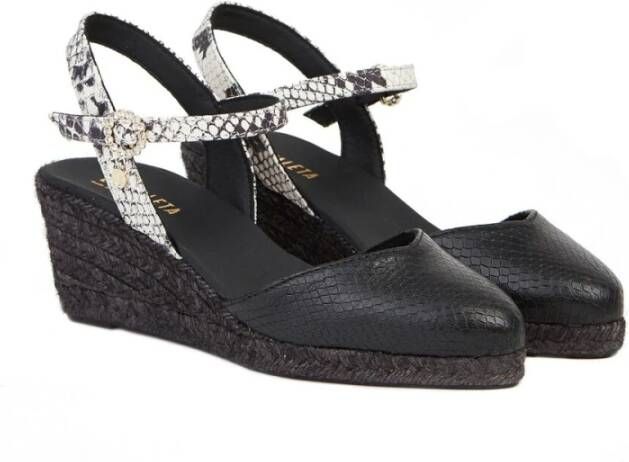Castañer Gouden sleehak espadrilles handgemaakt in Spanje Black Dames