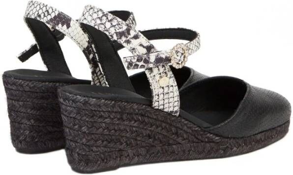 Castañer Gouden sleehak espadrilles handgemaakt in Spanje Black Dames