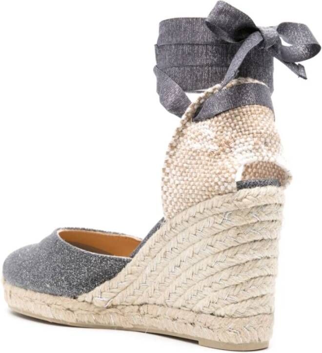 Castañer Grijze Glitter Sandalen met Sleehak Gray Dames