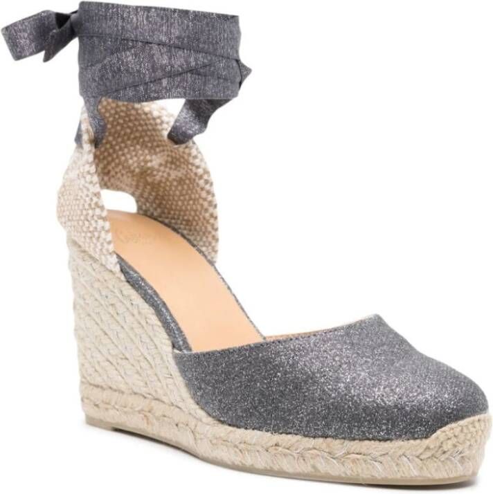 Castañer Grijze Glitter Sandalen met Sleehak Gray Dames