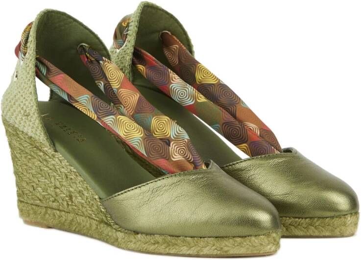 Castañer Groene Sleehak Espadrilles Yellow Dames
