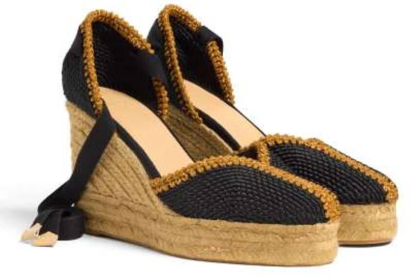 Castañer Handgemaakte Espadrilles Coeur in Zwart en Goud Black Dames