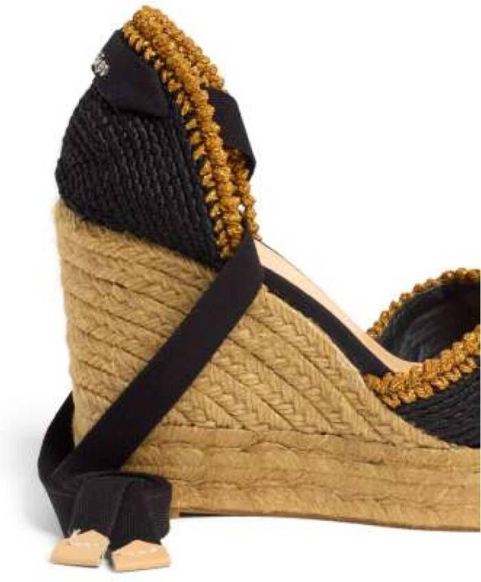 Castañer Handgemaakte Espadrilles Coeur in Zwart en Goud Black Dames