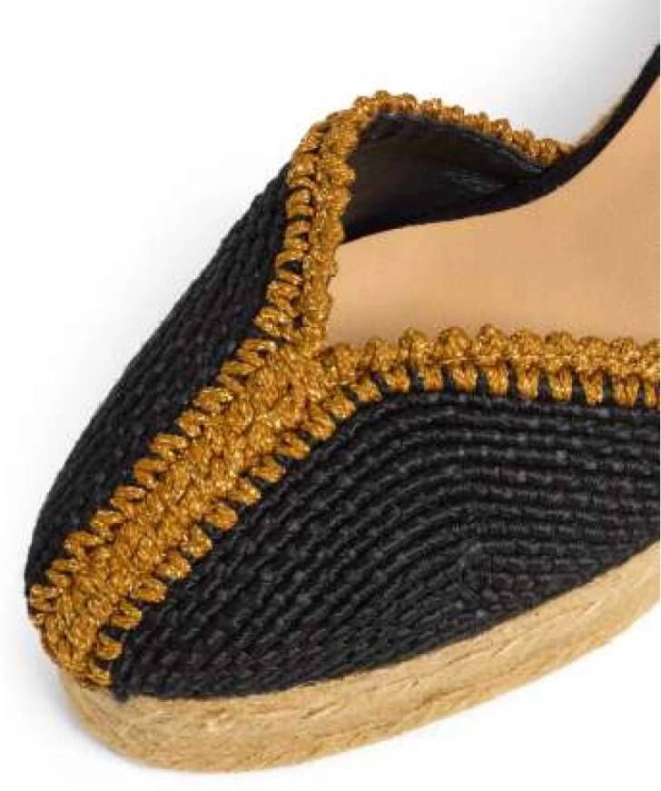 Castañer Handgemaakte Espadrilles Coeur in Zwart en Goud Black Dames