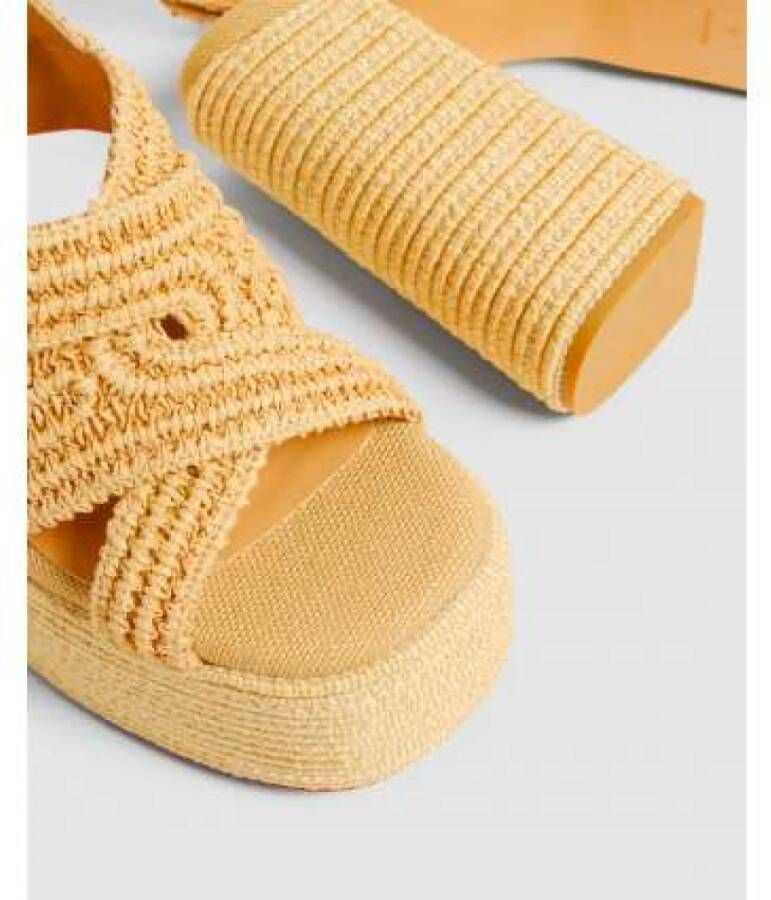 Castañer Handgemaakte natuurlijke raffia sandalen Beige Dames