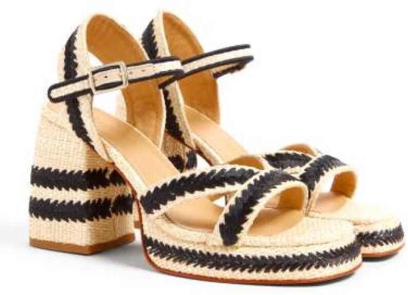 Castañer Handgemaakte zomersandalen met geborduurd katoen op raffia Multicolor Dames