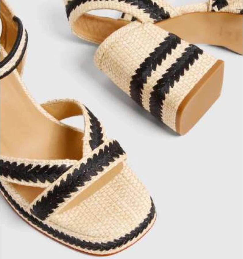 Castañer Handgemaakte zomersandalen met geborduurd katoen op raffia Multicolor Dames